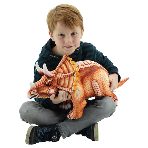 sweety toys 10844 plüsch dinosaurier 62 cm braun triceratops -dreihorngesicht -