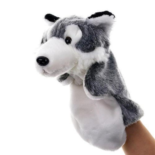 Cute Wolf Animal Plush Hand Puppet Brown Hand Puppets - Plushie Depot