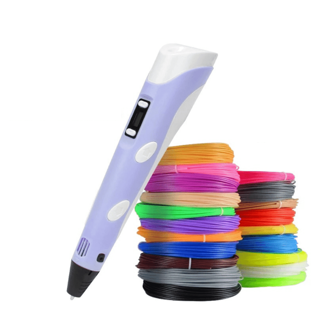 lila 3d stift mit filamenten 