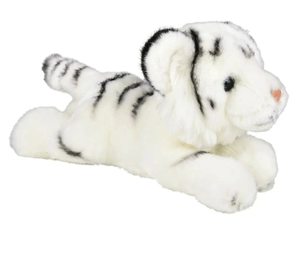 9.5" Heirloom Laying White Tiger Plush - Plushie Depot