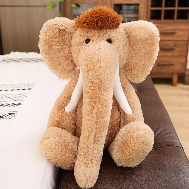 Kawaii Mammoth Elephant Plush Pillow 27" Khaki Pillows - Plushie Depot