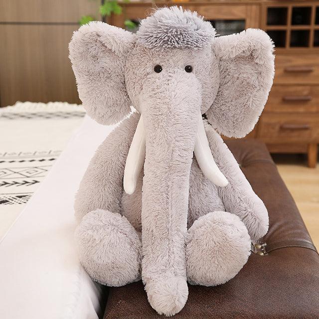 Kawaii Mammoth Elephant Plush Pillow 27" white Pillows - Plushie Depot