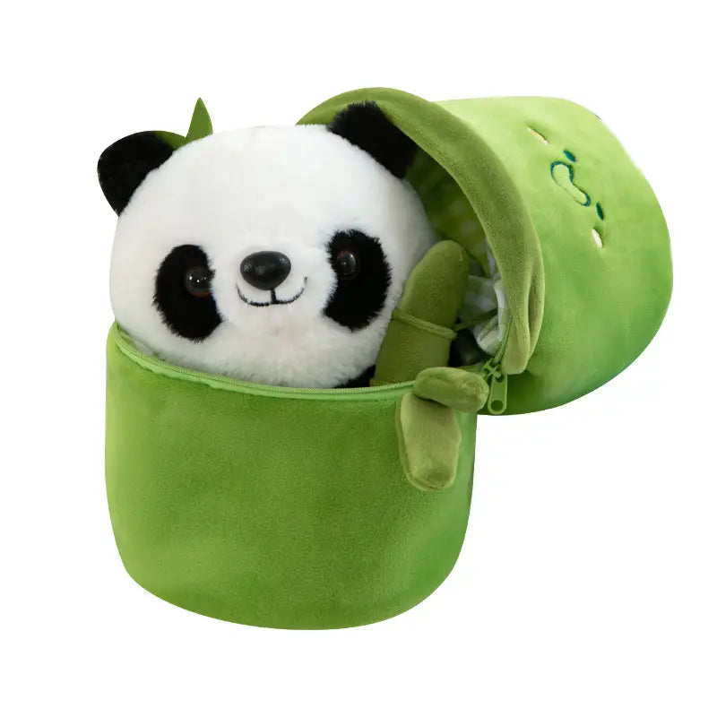 kuscheltier Panda im Bambusstab