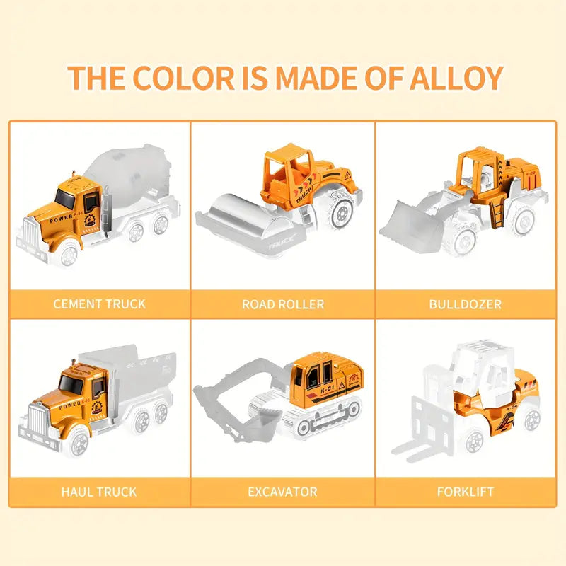 Legierung Bauwagen Spielzeug für Kinder Satz von 6 