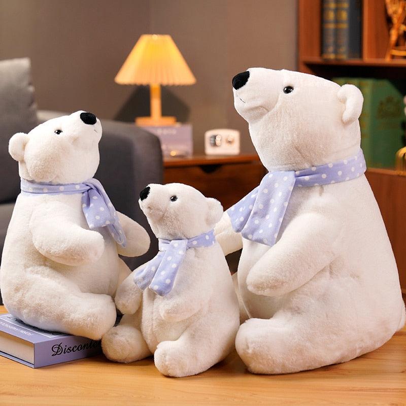 Cute Sitting Polar Bear with Scarf Plush Toy Stuffed Animals - Plushie Depot