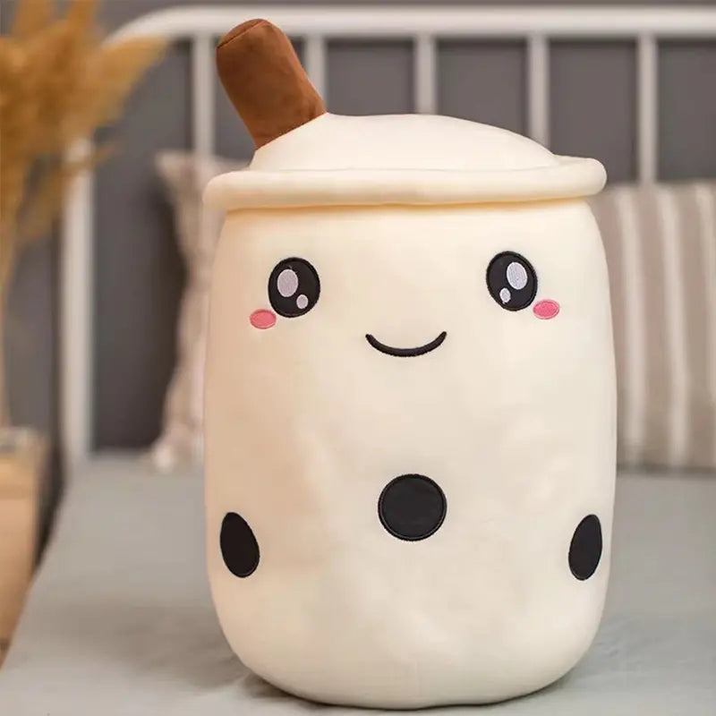 Bubble Tea Kuscheltier Weiße Boba Runde Augen 