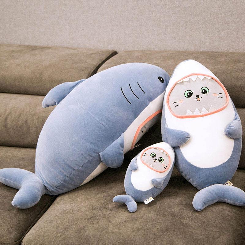 Kawaii Cat Face Shark Plush Pillows Pillows - Plushie Depot