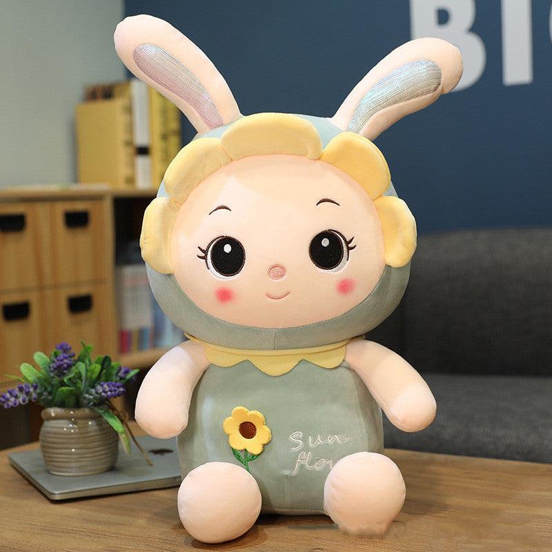 Cute Sunflower Rabbit Doll Plush Toy Green - Plushie Depot