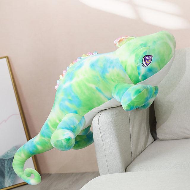 Giant Colored Chameleon Plush Pillow Pink Pillows - Plushie Depot