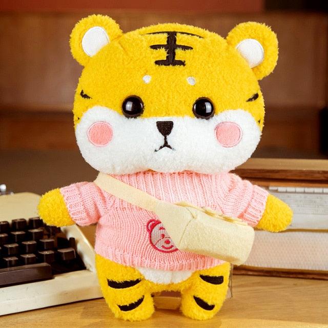 Kawaii Knitted Clothing Cosplay Tiger Plush Toys 12" grey bow Stuffed Animals - Plushie Depot