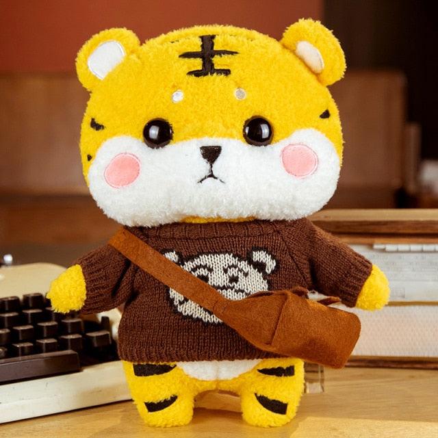 Kawaii Knitted Clothing Cosplay Tiger Plush Toys 12" brown heart Stuffed Animals - Plushie Depot