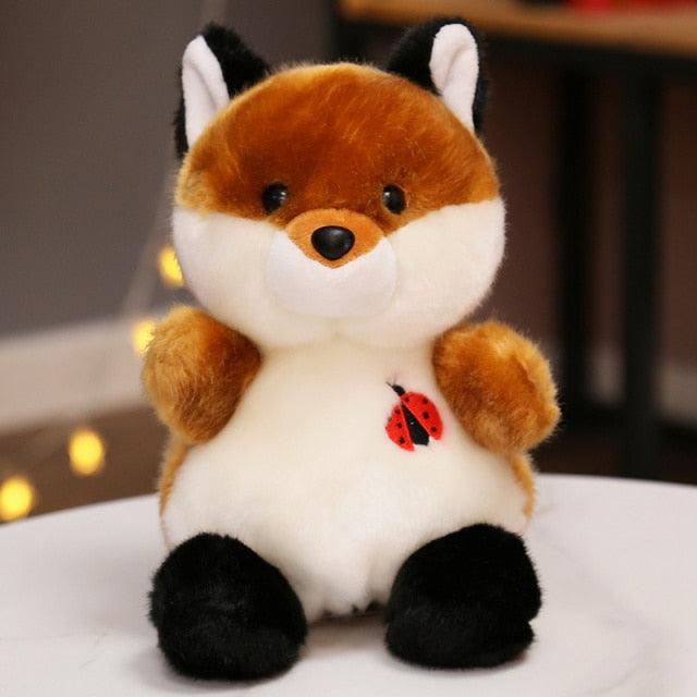 Kawaii Ladybug-Heart Fox Sitting Animal Plushies Default Title Stuffed Toys - Plushie Depot