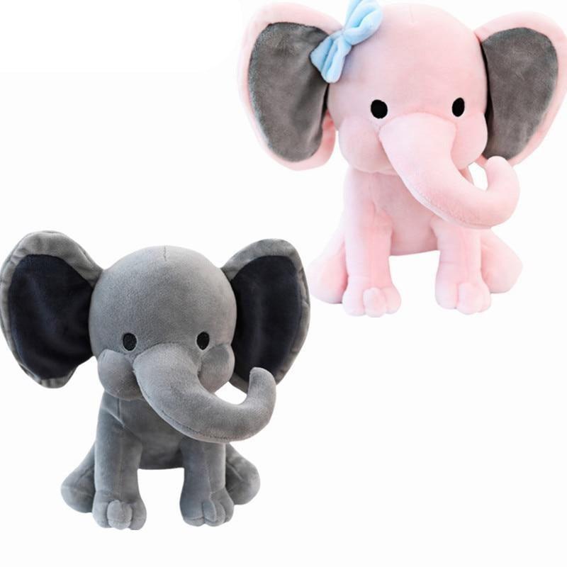 Cute Gray and Pink Sleeping Elephant Toys - Plushie Depot